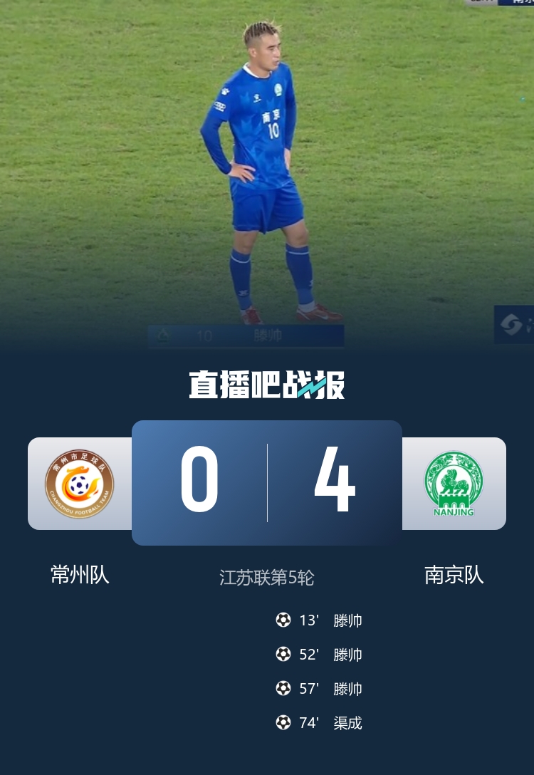 南京4球横扫常州登顶联赛 5连败主队零进球狂丢11球 36712名观众见证历史性惨败