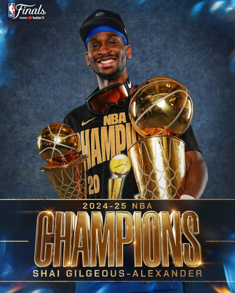 雷霆全队闪耀NBA官方晒出每位球员荣耀捧杯时刻